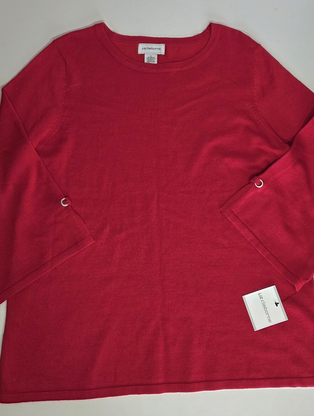 Liz Claiborne Bright Red Women's Knit Pullover - Picture 4 of 11